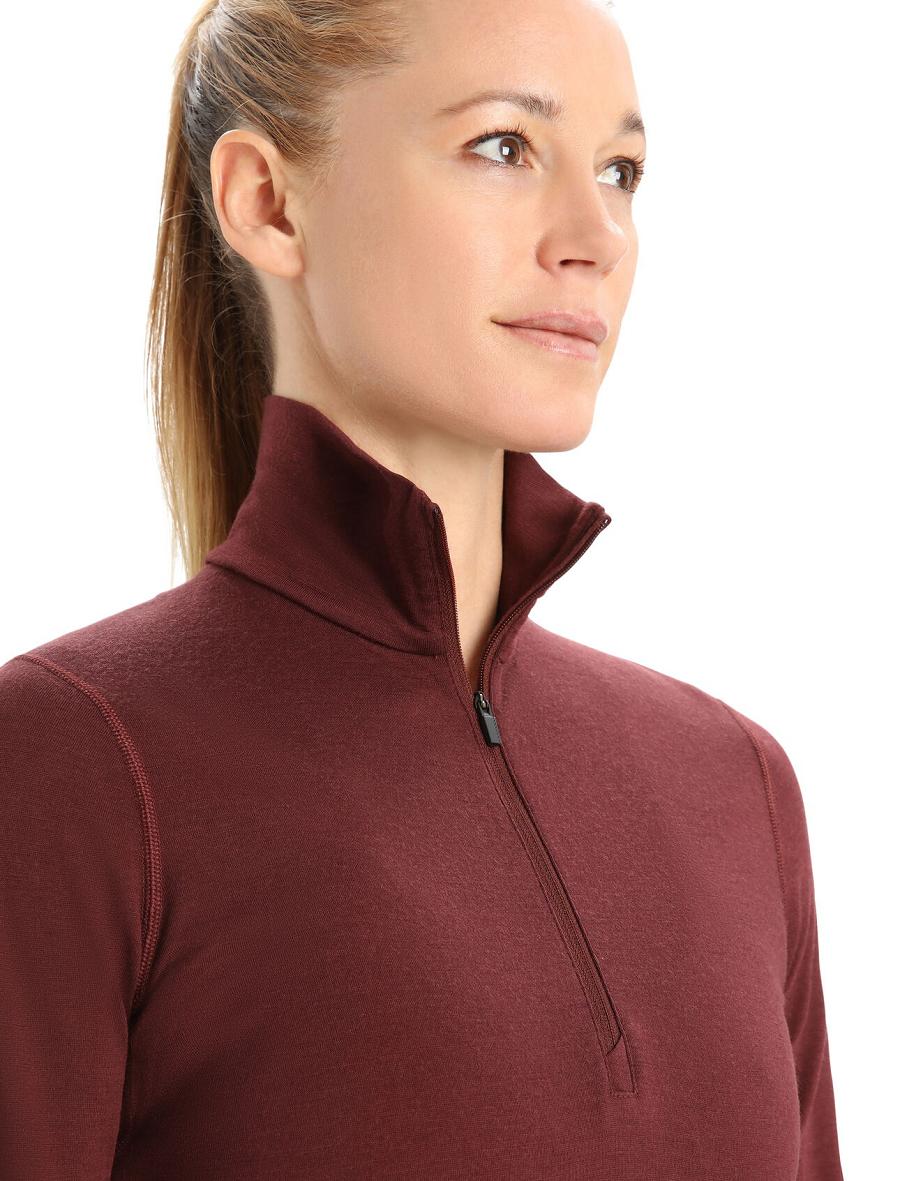 Espresso Icebreaker Merino 200 Oasis Long Sleeve Half Zip Thermal Top Women's Base Layers | AU 1902QMAZ